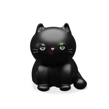 3D black cat Stock Illustration
