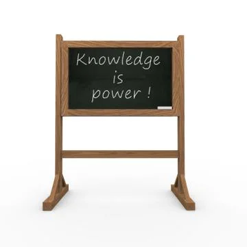 3d black chalkboard knowledge is power Stock Illustration