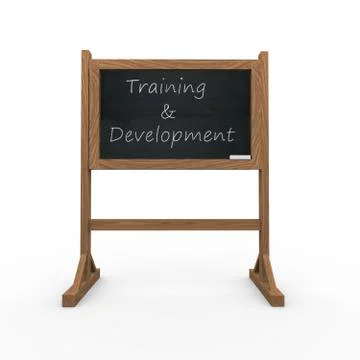 3d black chalkboard training and development Illustrazione stock