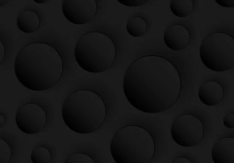 3D black circles embossed seamless pattern on dark background and rough textu Stock Illustration