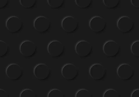 3D black circles embossed seamless pattern on dark background and texture Stock Illustration