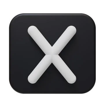 3D Black Close Button Icon. Cross Negative Sign. Isolated. Illustrazione stock