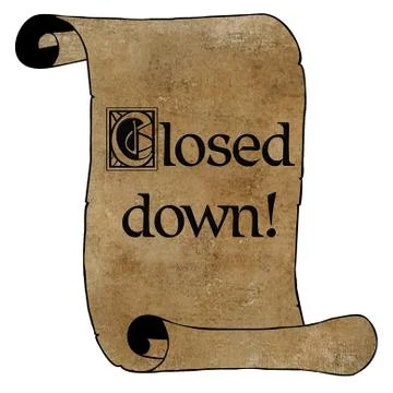 3d black closed down notice on scroll Stock Illustration