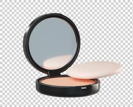 3D Black Compact Powder with sponge and mirror Stock Illustration