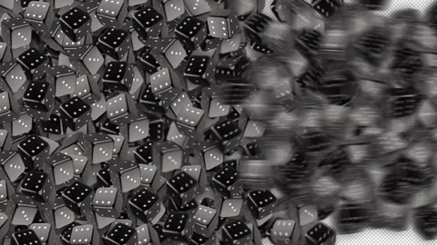 3D Black Dices, Transitions Animation. Alpha Channel. Drag and Drop. Stock Footage 257043954