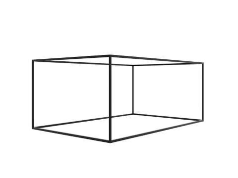 3D Black Empty Box Frame isolated on white background, clipping path inside Illustrazione stock