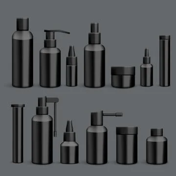 3D Black Empty Packaging Medicine Bottles Isolated イラスト素材