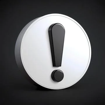 3D Black Exclamation Mark on White Button with Drop Shadow Ilustração Stock