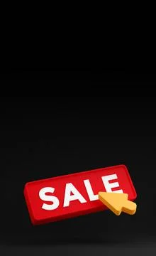3d black friday sale button with click arrow cursor. Sale banner design disco Stock Illustration