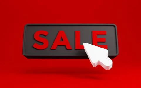 3d black friday sale button with click arrow cursor. Sale banner design disco Stock Illustration