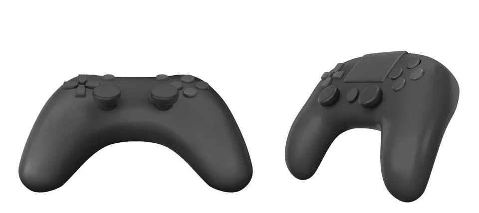 3d black gamepad. Control joystick for video play Stock Illustration