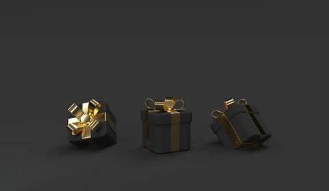 3d black gift box scene. Stock Illustration