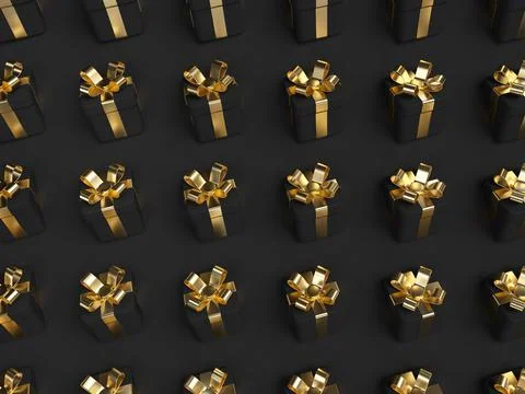 3d black gift box scene. Stock-Illustration