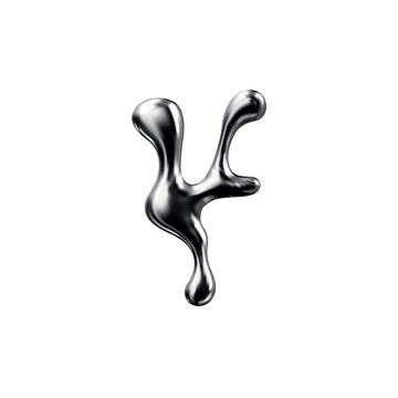 3D black glossy reflective chrome liquid shape, molten drip, blob splash, vector Stock Illustration