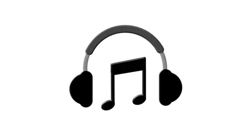 A 3D black headset with a music note icon pulsing Stock Footage 332855753