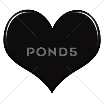 3D Black Heart Stock Illustration