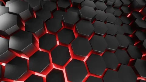 3d black hexagon looping background with glow light Stock-Footage 285927963