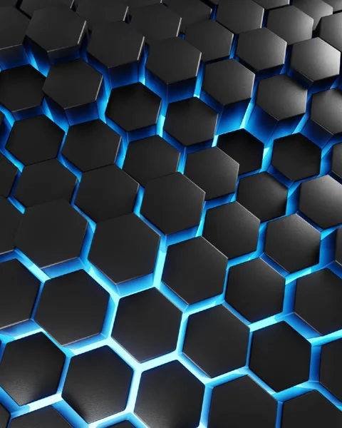 3d black hexagon looping background with glow light Video stock 285929509