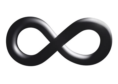3d black Infinity sign or symbol, 3d rendering Stock Illustration