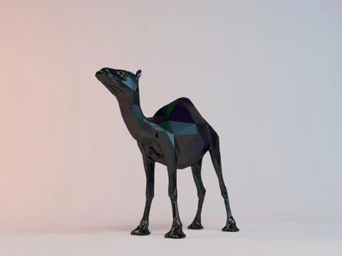 3D black low poly (camel) Illustrazione stock