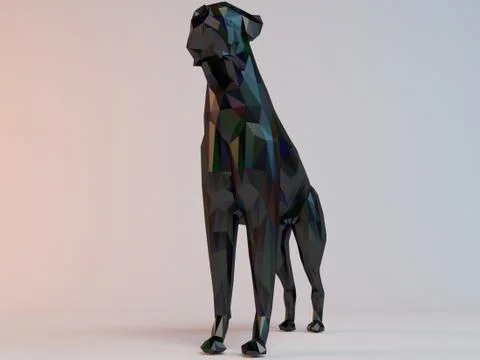 3D black low poly (dog) Ilustración de archivo