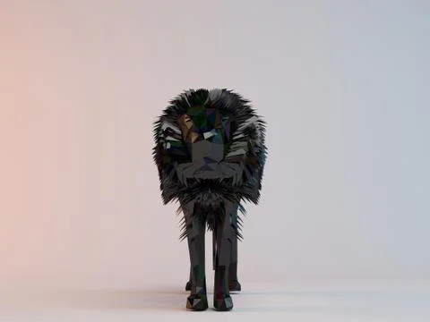 3D black low poly (Lion) Stock Illustration