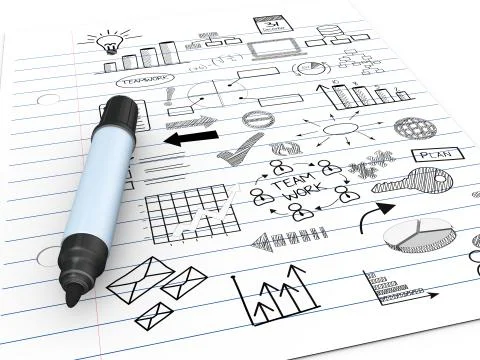 3d black marker illustration Stock Illustration