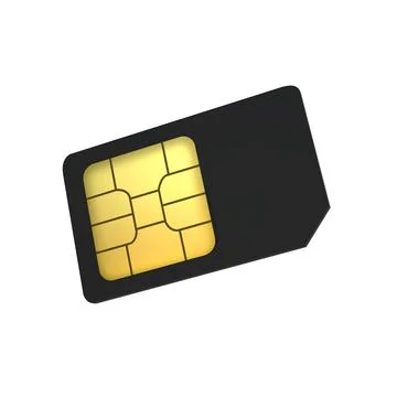 3D black mobile phone sim card chip Stock Illustration