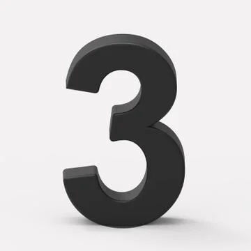 3d black number 3 Illustrazione stock
