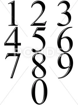 3d black numbers with reflection Stock Illustration
