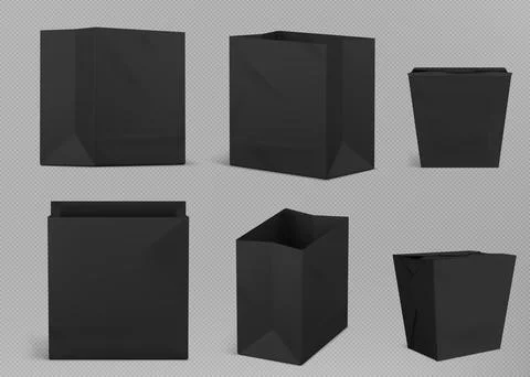 3d black paper bag package for snack isolated Stock Illustration