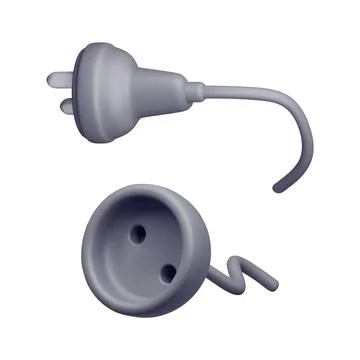 3d black plug and socket isolated Illustrazione stock