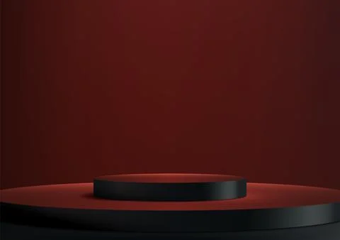 3D Black Podium on Red Background for Modern Product Display, Technology Mo.. Stock Illustration