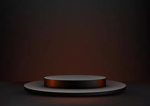 3D Black Podium Steps Mockup on Dark Minimal Background Illustrazione stock