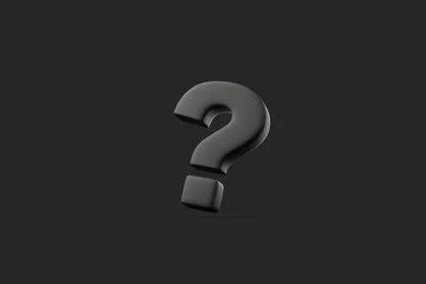 3D Black Question Mark on Dark Background Stock Illustration