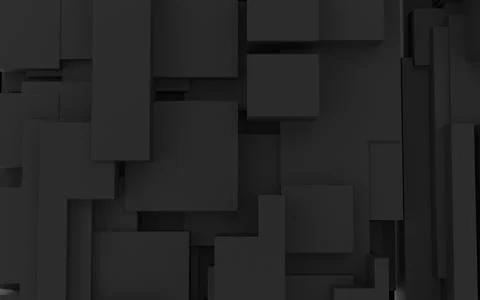 3D Black Render Shapes – Cubic Background Stock Illustration