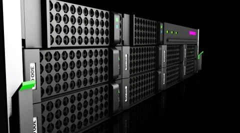 3d black server on the black background Stock Illustration