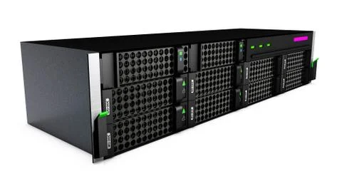 3d black server on the white background Stock Illustration