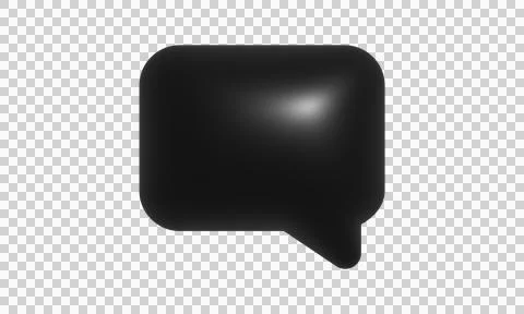 3D black speech bubble icon. Minimalist chat notification symbol for digita.. Ilustración de archivo