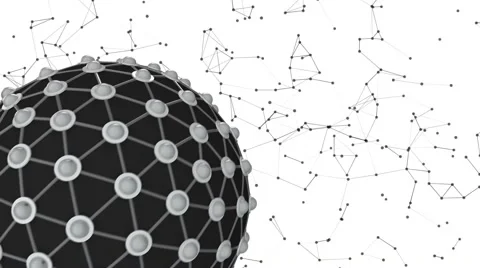 3d black sphere and abstract molecular structures Stock Footage 67733634