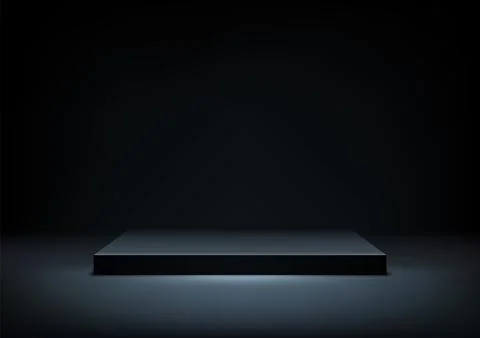 3D Black Square Platform Illuminated by Soft Light, Ideal for Product Displ.. Stock Illustration