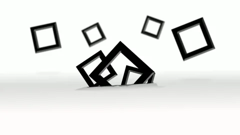 3D Black Squares Floating On A White Infinite Background. Abstract Video stock 162085316