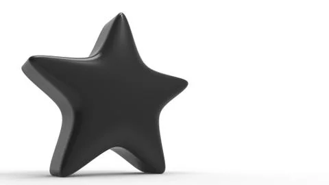 3d black star on white background. Render and illustration of golden star for Stock-Illustration