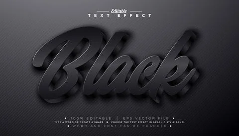 3D Black Text Effect Design. Editable and Scalable Vector Graphic Style Effect 스톡 일러스트