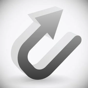 3d Black U turn / Backward or Return Arrow Stock Illustration