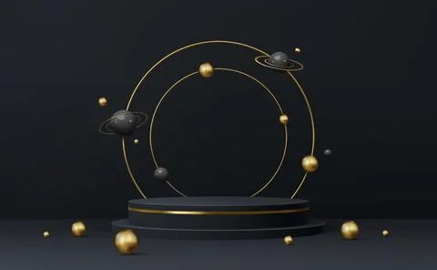 3d black vector podium stage with platform Stock Illustration