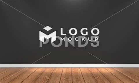 3d black wall logo mockup - PSD Template PSD Template