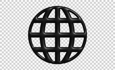 3D black wireframe sphere geometric shape isolated on white background for .. Stock Photos