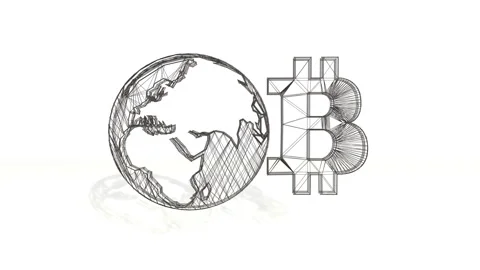 3d black wireframe spin and assemble into a 3d bitcoin symbol and earth. 4k 3d Stock Footage 87118770