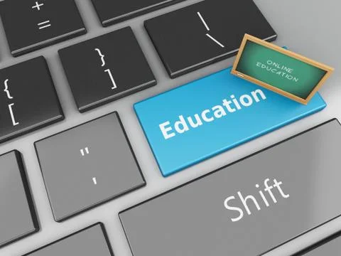 3d Blackboard on computer keyboard. 스톡 일러스트